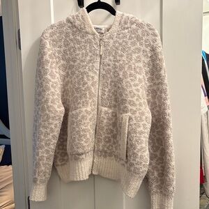 Tommy Bahama Island Soft Cream and beige leopard print Hooded Sweatshirt